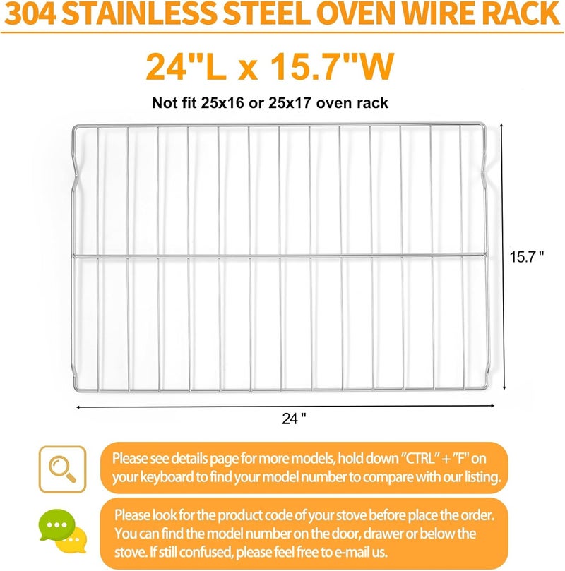 atgestore W10256908 Oven Rack Replacement for Whirlpool Stove Oven Parts Amana Maytag Kenmore Jenn-Air Range Oven Racks 304 Stainless Steel WPW10256908 Oven Wire Rack Baking Rack 24" x 15.7" Not Universal 2 Pcs - Image 2